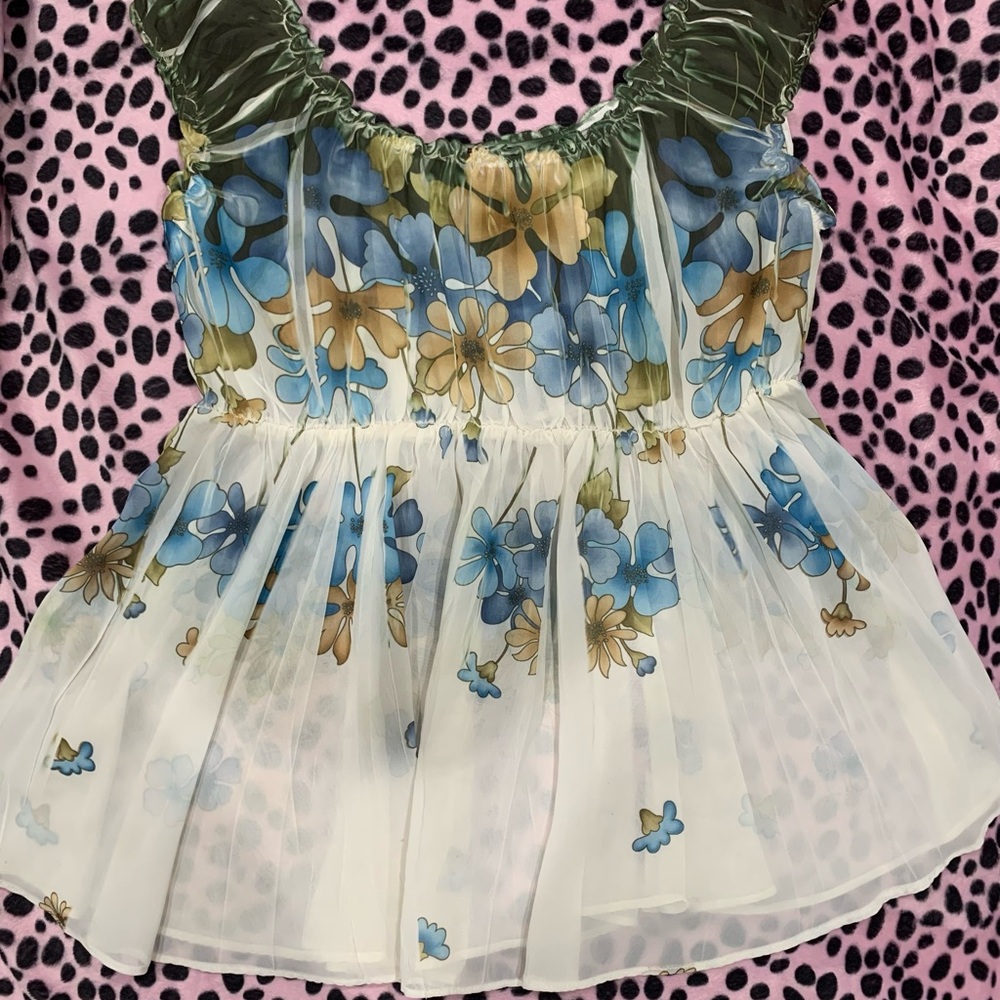 Y2K Floral Sheer Blouse